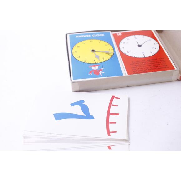 Telling Time, Flash Cards, Ed-U-Cards, Answer Clock, 1963, Children, Learning - Picture 3 of 3